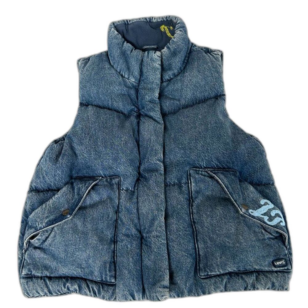 Levi’s Western Bubble Vest City Worn Dark Wash Denim Puffer
